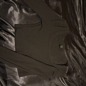 SHEIN Black Ribbed Crew Neck Sweater